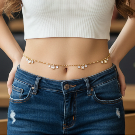 Antitarnish Dazzling Beads Waist Chain 18K Gold Plated