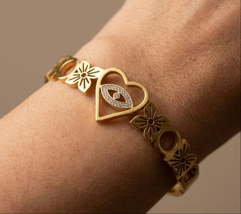 Antitarnish Dazzling Charm Bracelet Bangle 18K Gold Plated