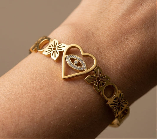 Antitarnish Dazzling Charm Bracelet Bangle 18K Gold Plated