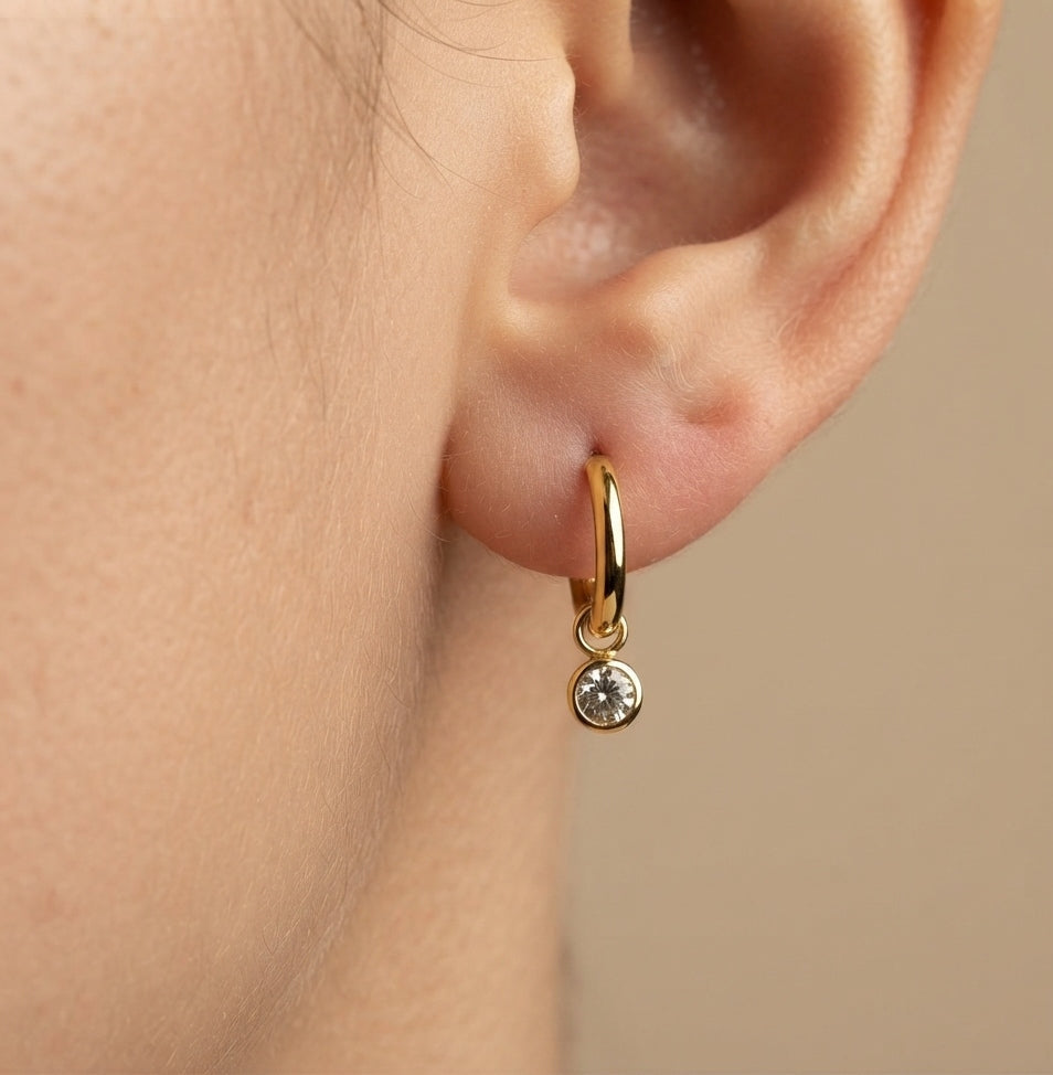 Antitarnish Diamond Drop Gold Earrings 18K Gold Plated