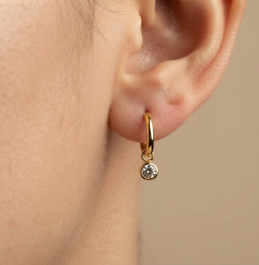 Antitarnish Diamond Drop Gold Earrings 18K Gold Plated