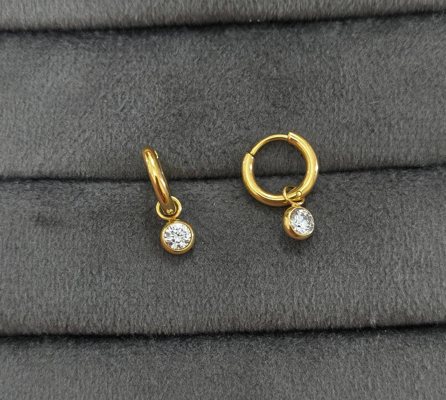 Antitarnish Diamond Drop Gold Earrings 18K Gold Plated