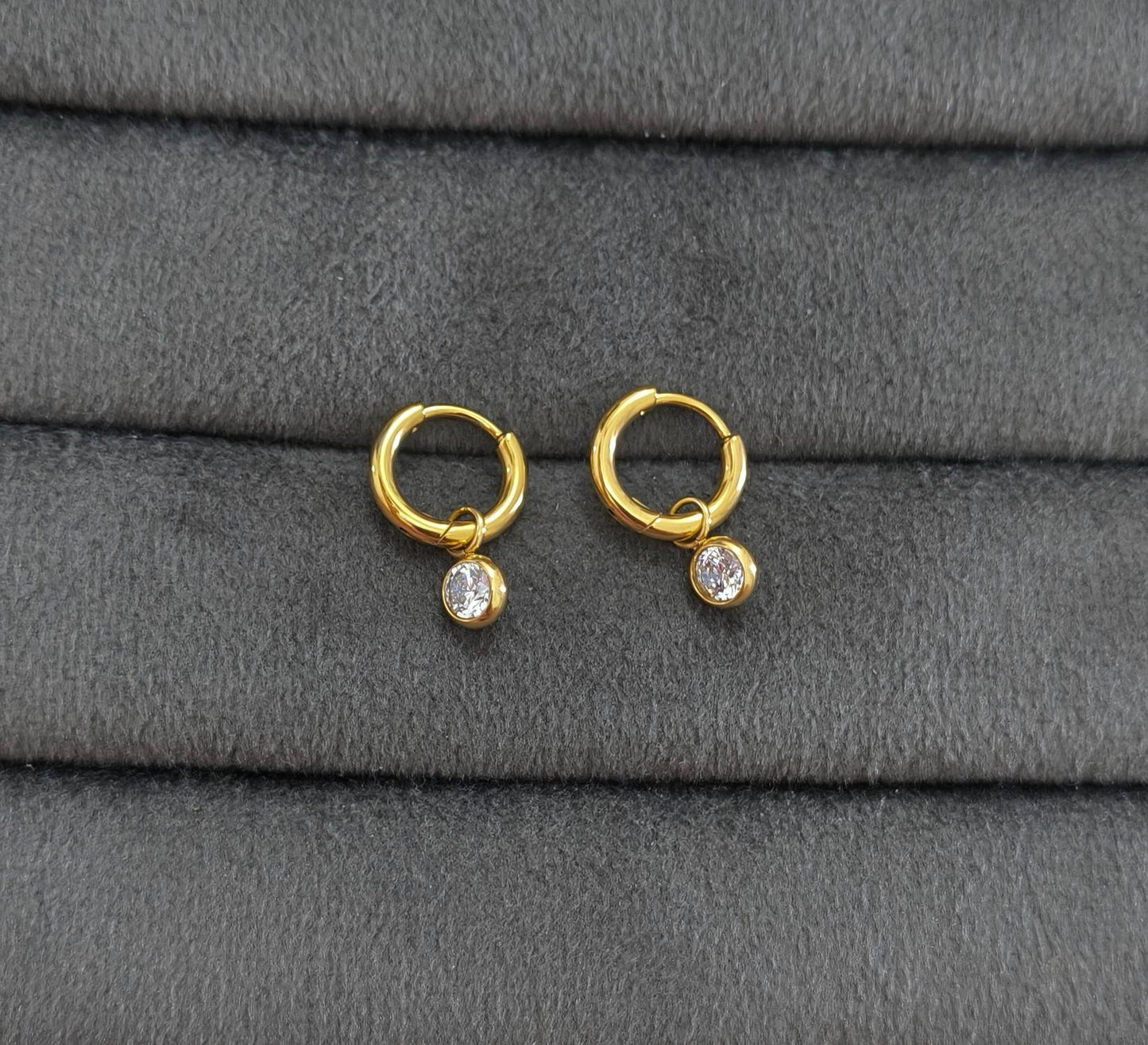 Antitarnish Diamond Drop Gold Earrings 18K Gold Plated