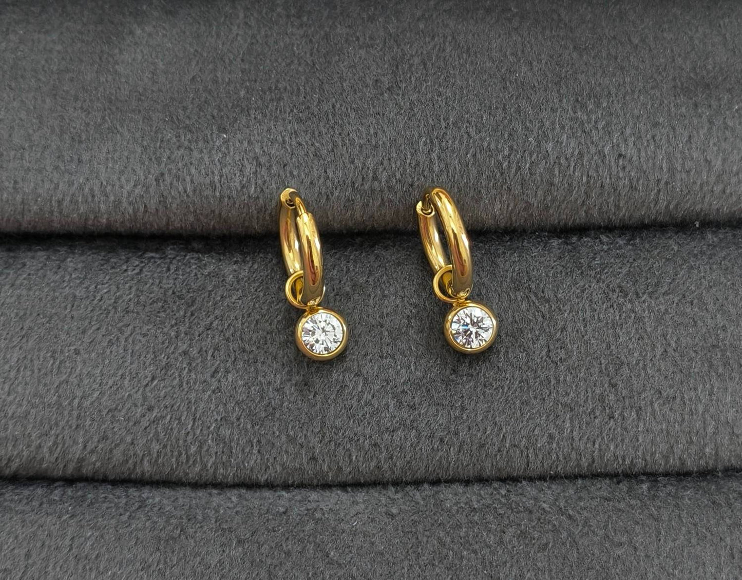 Antitarnish Diamond Drop Gold Earrings 18K Gold Plated