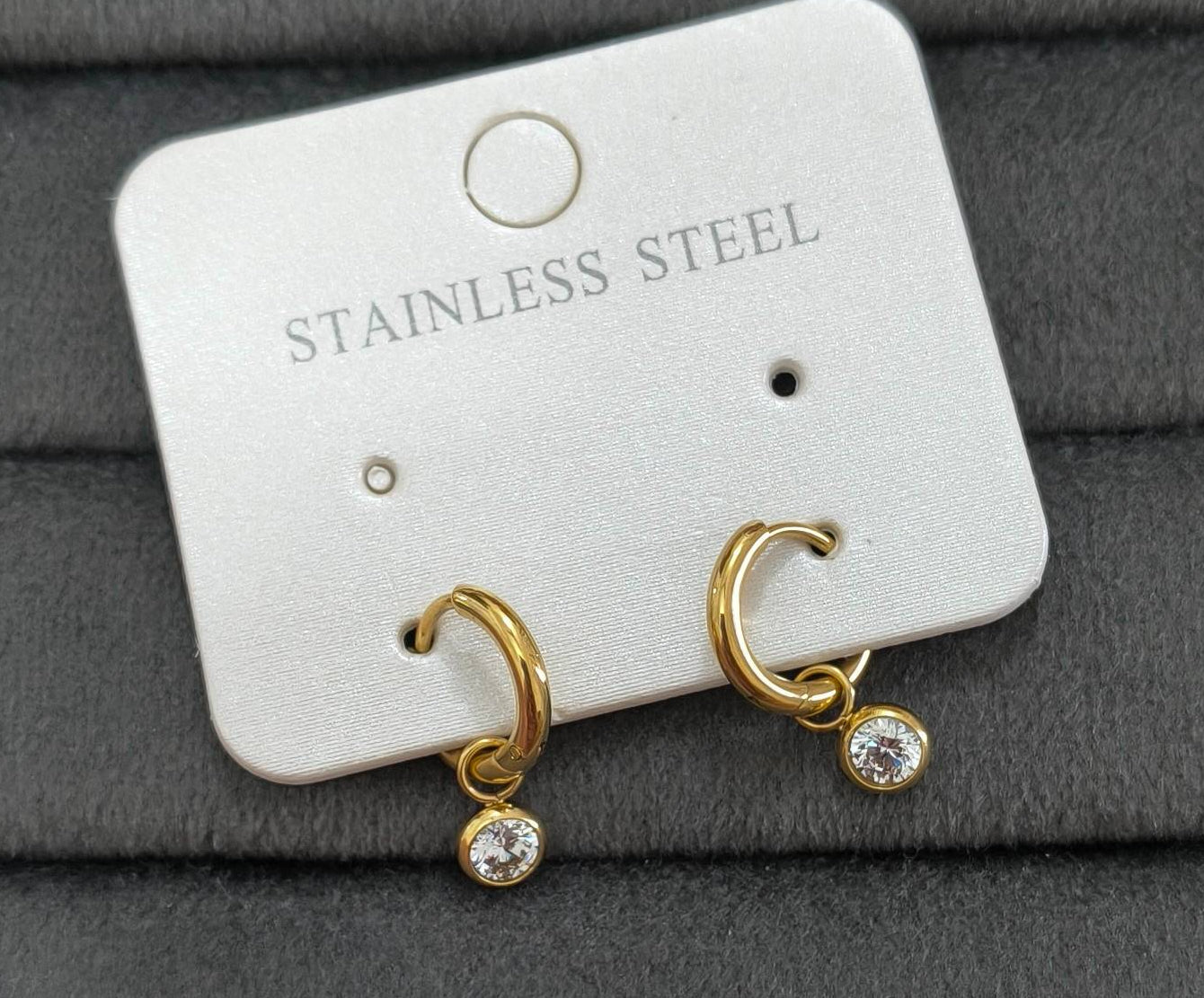 Antitarnish Diamond Drop Gold Earrings 18K Gold Plated