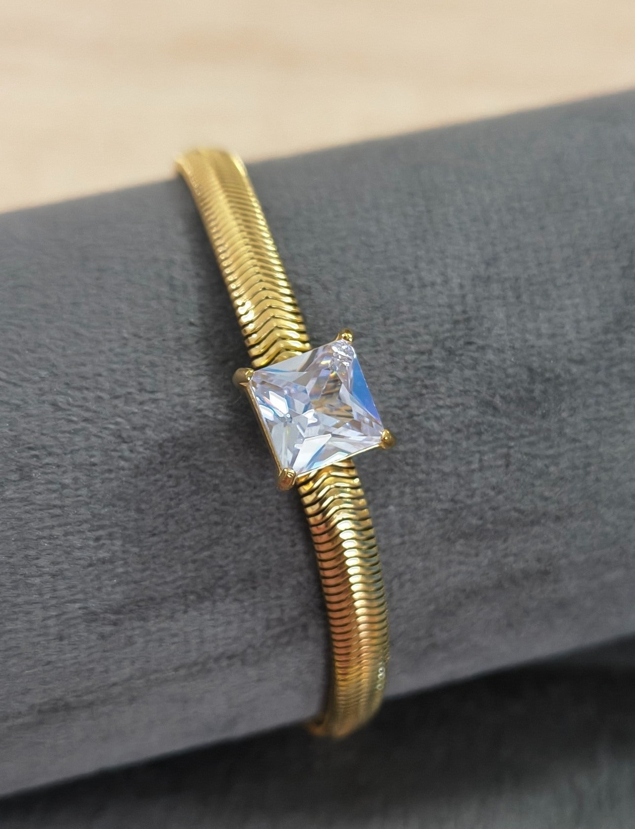 Antitarnish Diamond Snake Chain Bracelet 18K Gold Plated