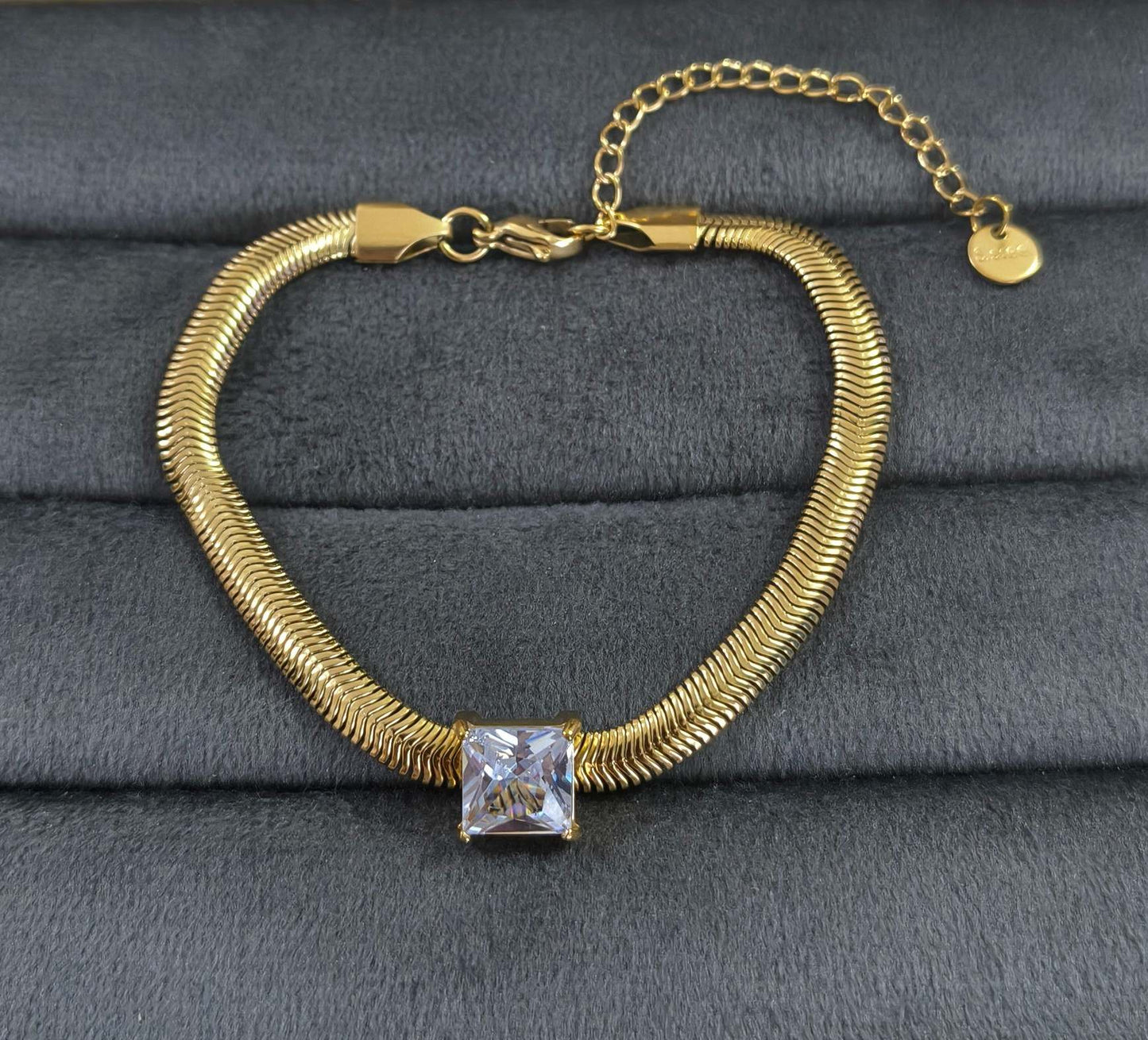 Antitarnish Diamond Snake Chain Bracelet 18K Gold Plated