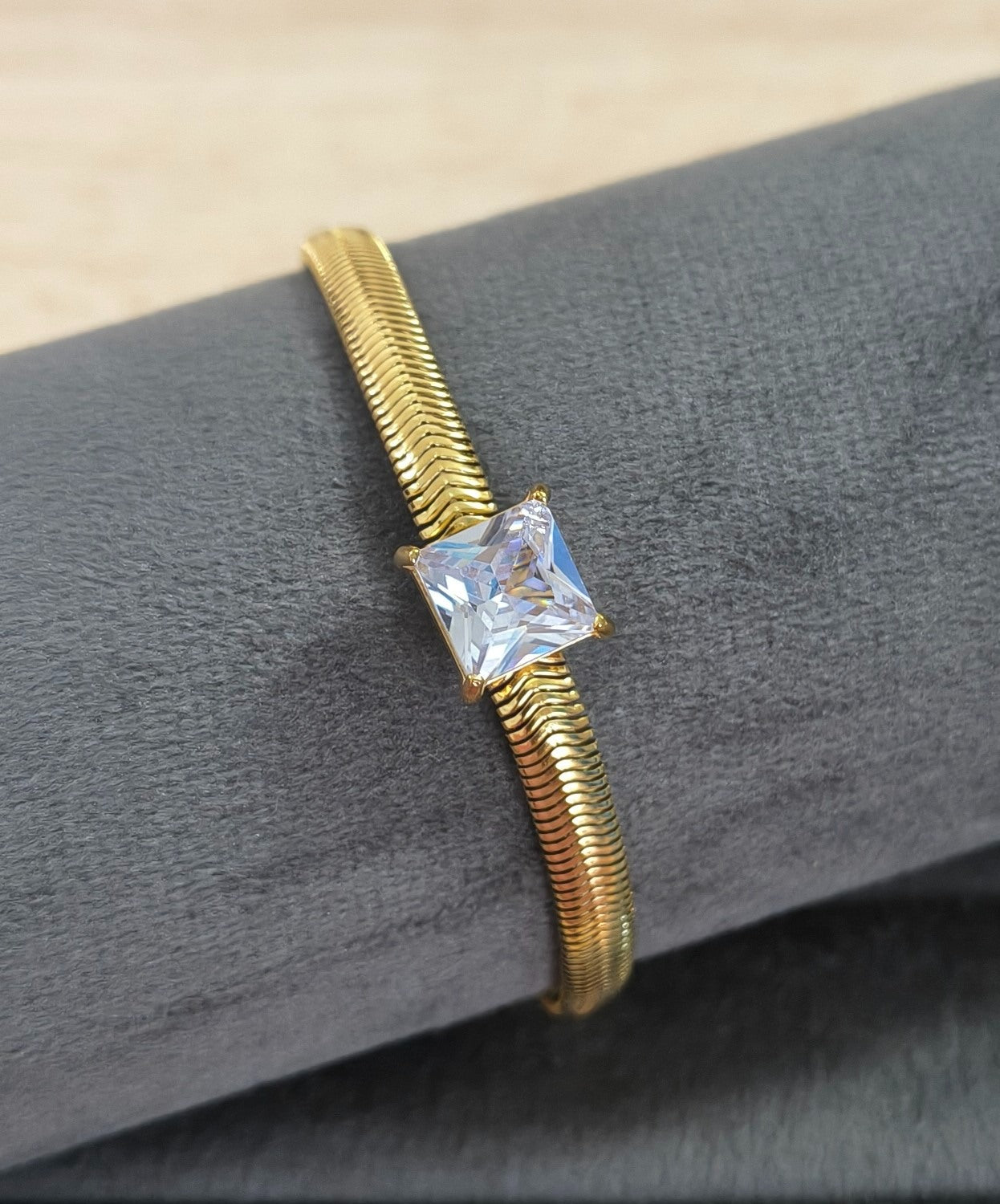 Antitarnish Diamond Snake Chain Bracelet 18K Gold Plated