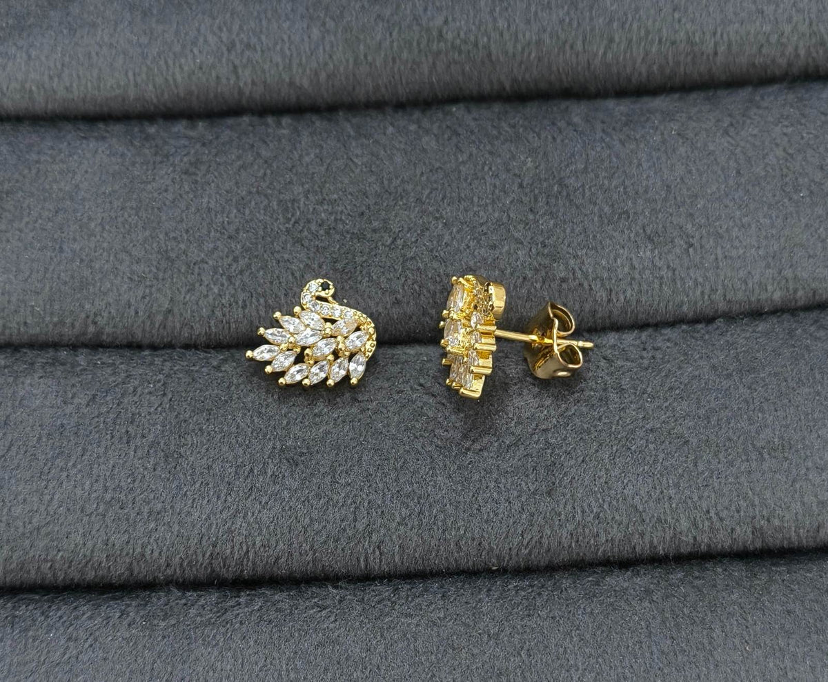 Antitarnish Earring Mini Swan Studs 18K Gold Plated