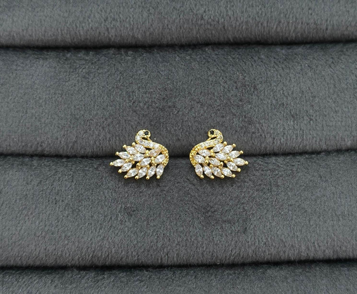 Antitarnish Earring Mini Swan Studs 18K Gold Plated