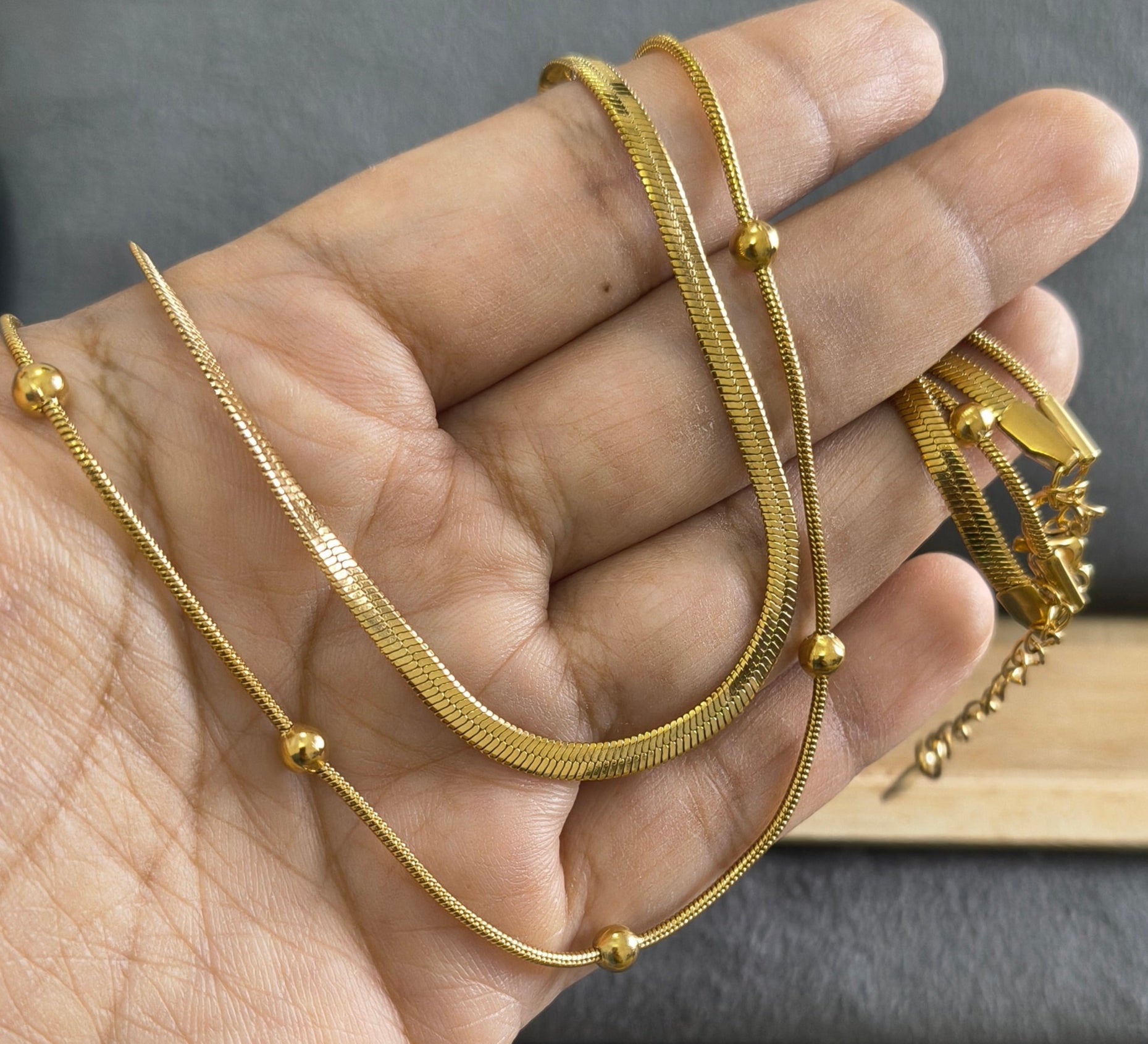 Antitarnish Elegant Double Layered Necklace 18K Gold Plated