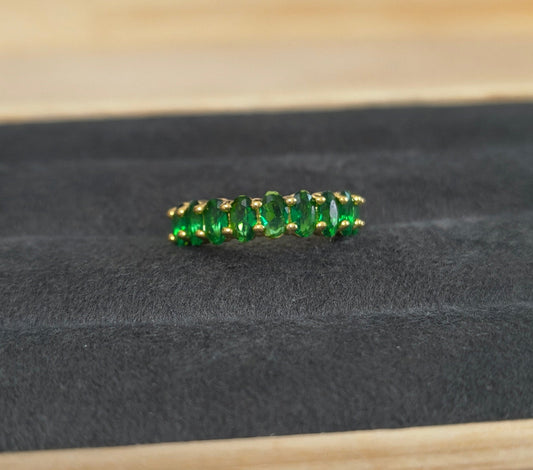 Antitarnish Emerald Green Stone Studded Ring 18K Gold Plated