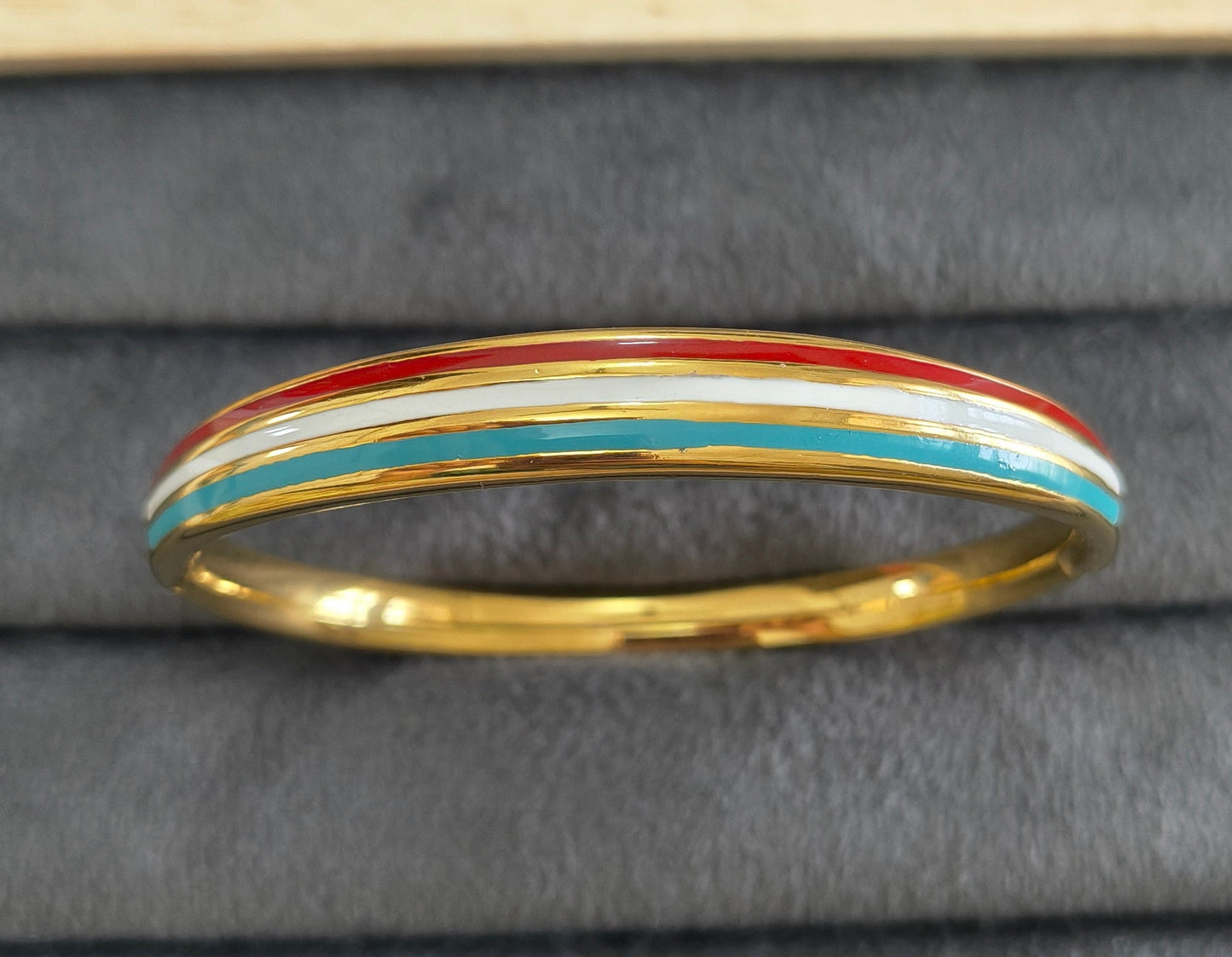 Antitarnish Enamel Tricolor Bracelet 18K Gold Plated