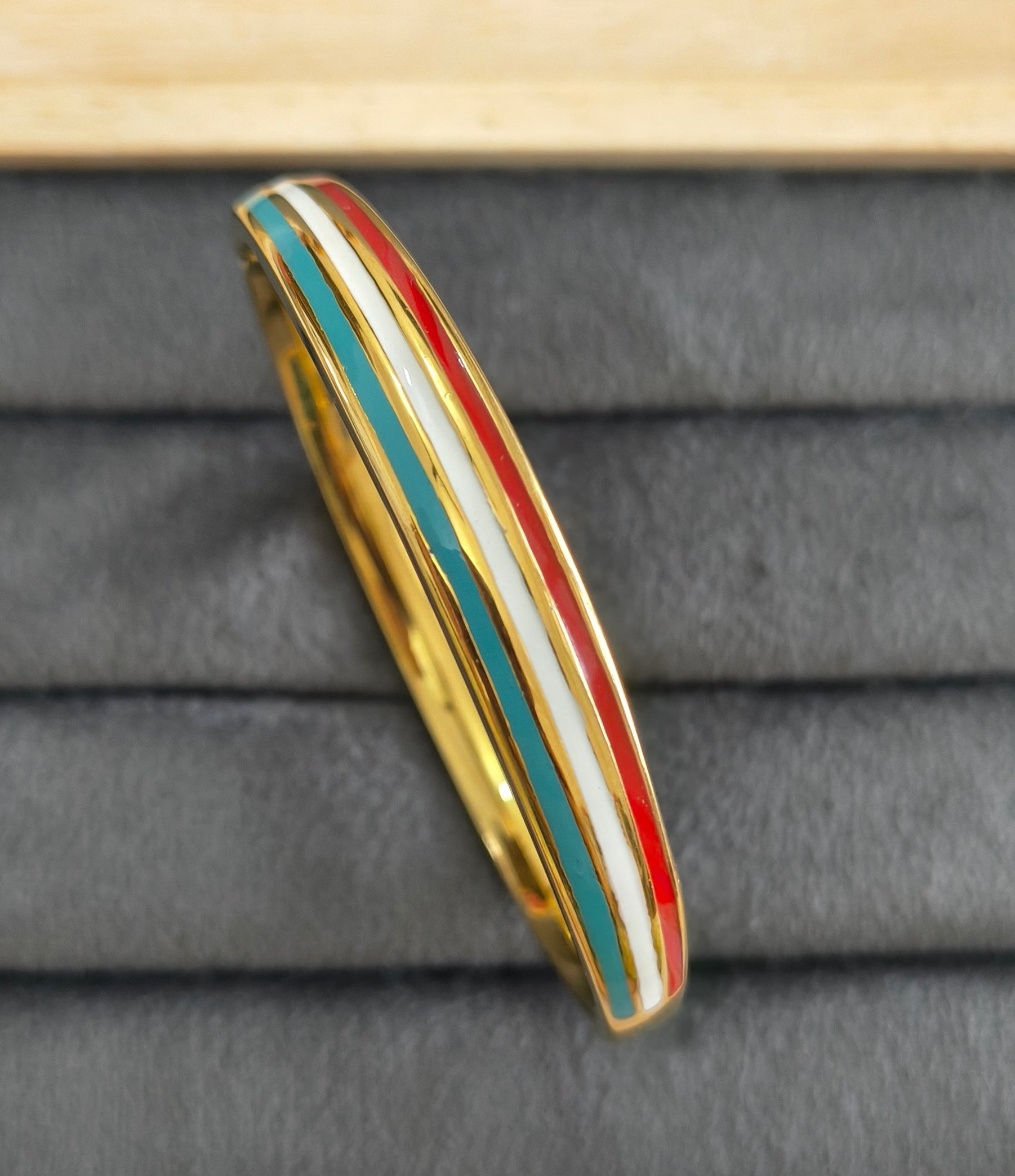 Antitarnish Enamel Tricolor Bracelet 18K Gold Plated