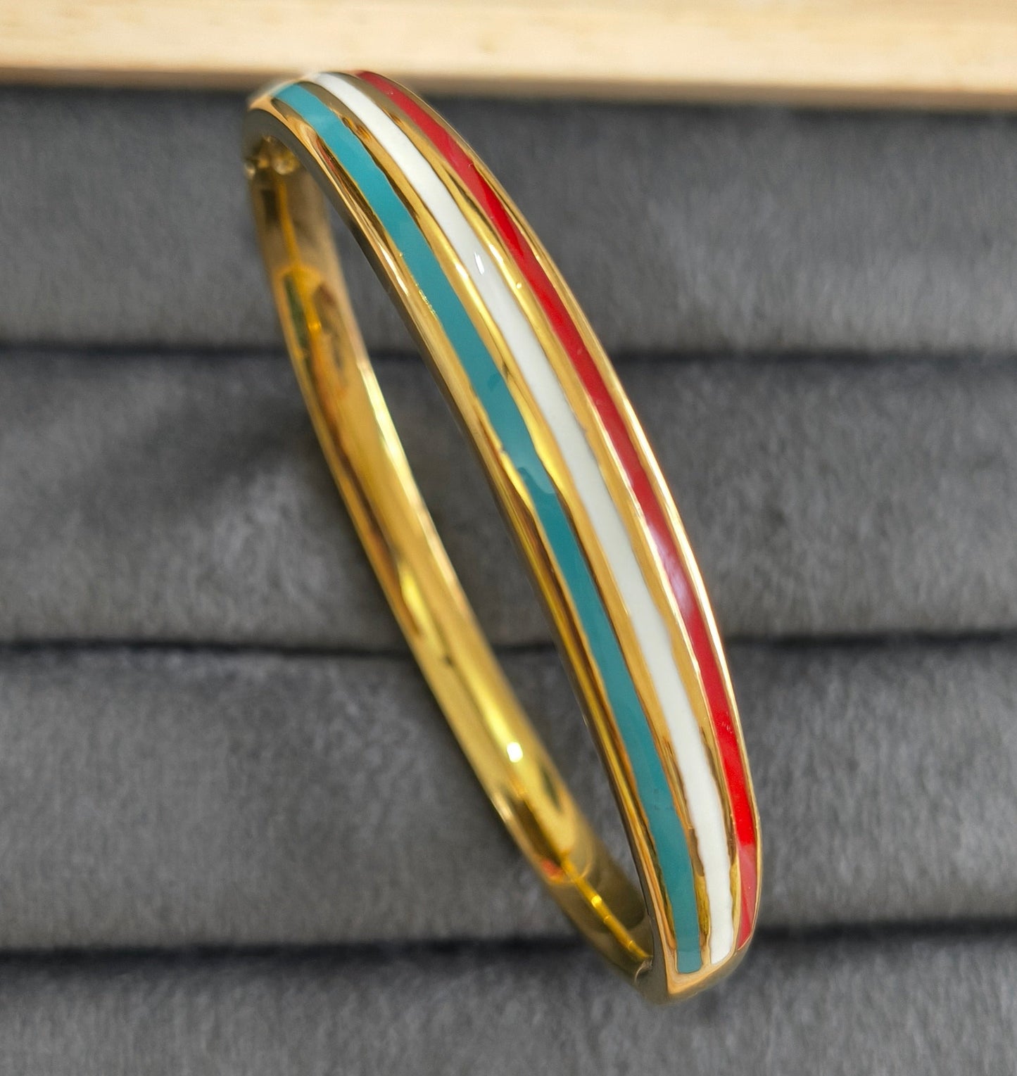 Antitarnish Enamel Tricolor Bracelet 18K Gold Plated