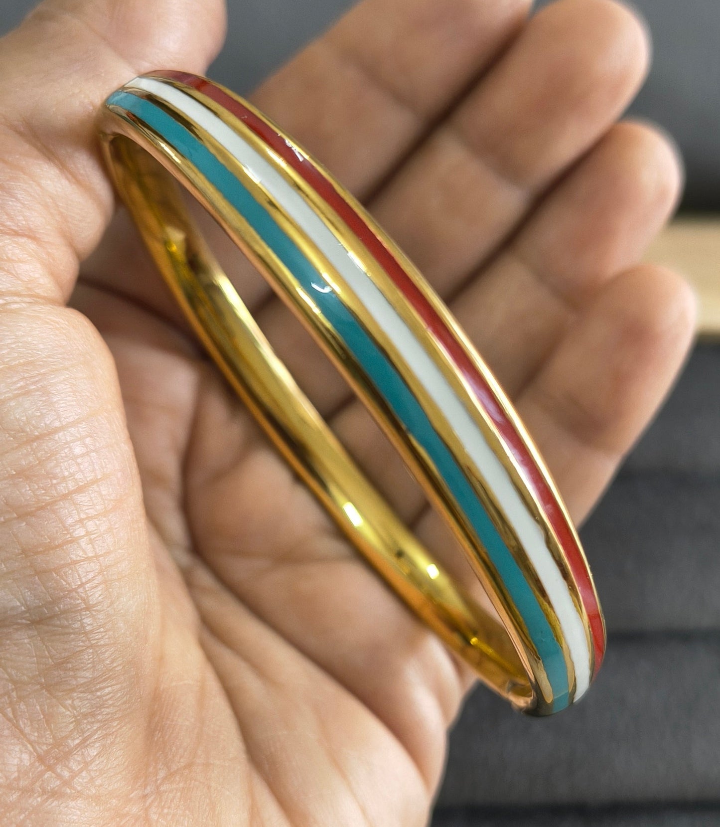 Antitarnish Enamel Tricolor Bracelet 18K Gold Plated