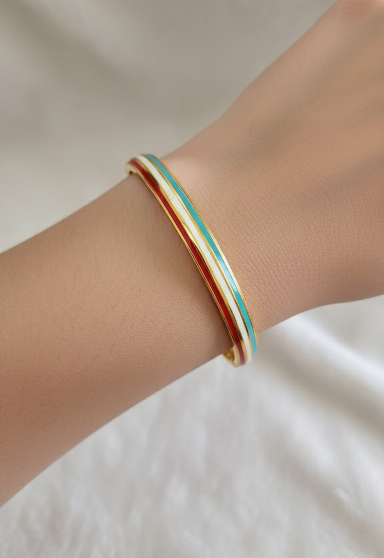 Antitarnish Enamel Tricolor Bracelet 18K Gold Plated