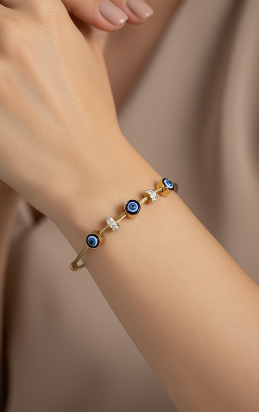 Antitarnish Evil Eye Magnetic Bracelet 18K Gold Plated
