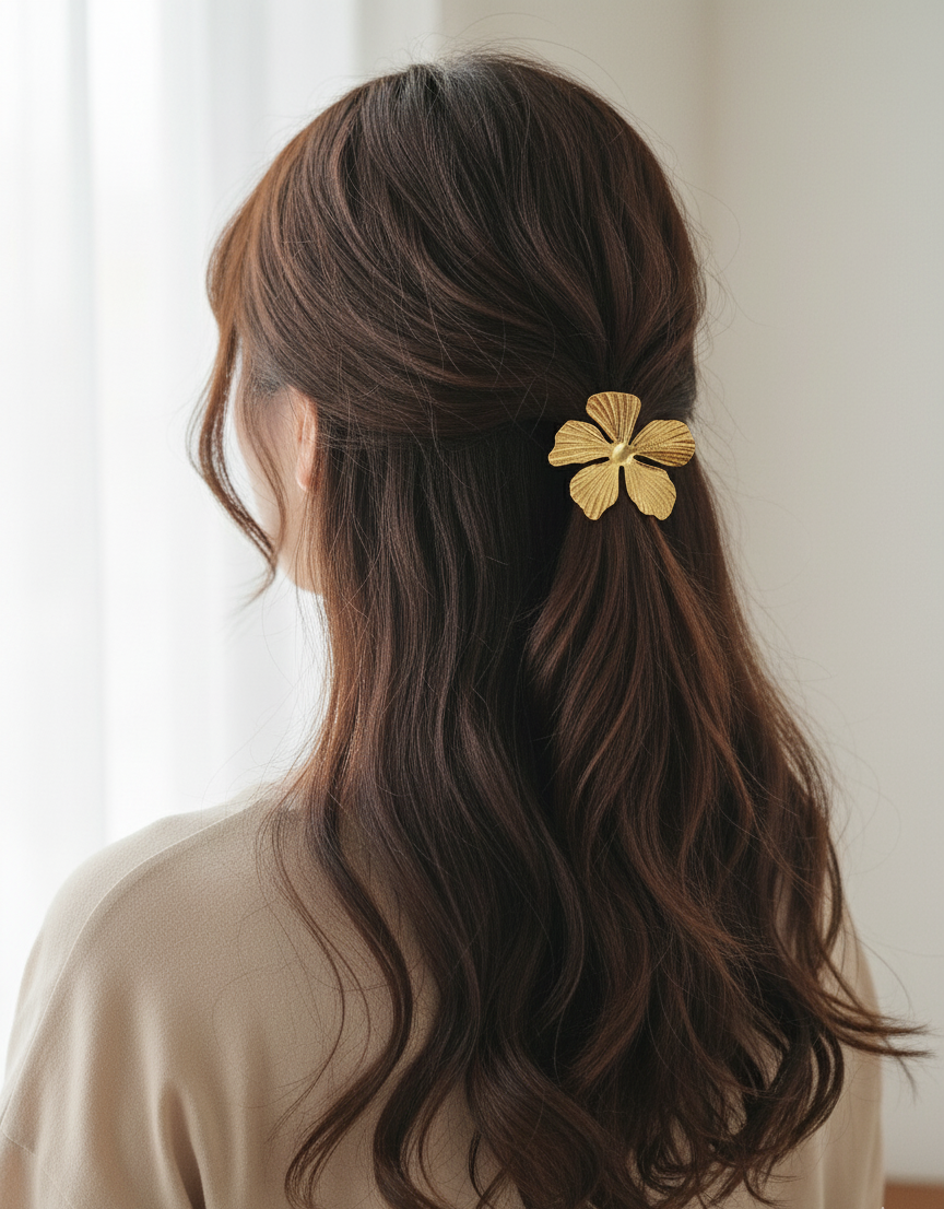 Antitarnish Flower Shape Cuff Hair Band 18K Gold Plated