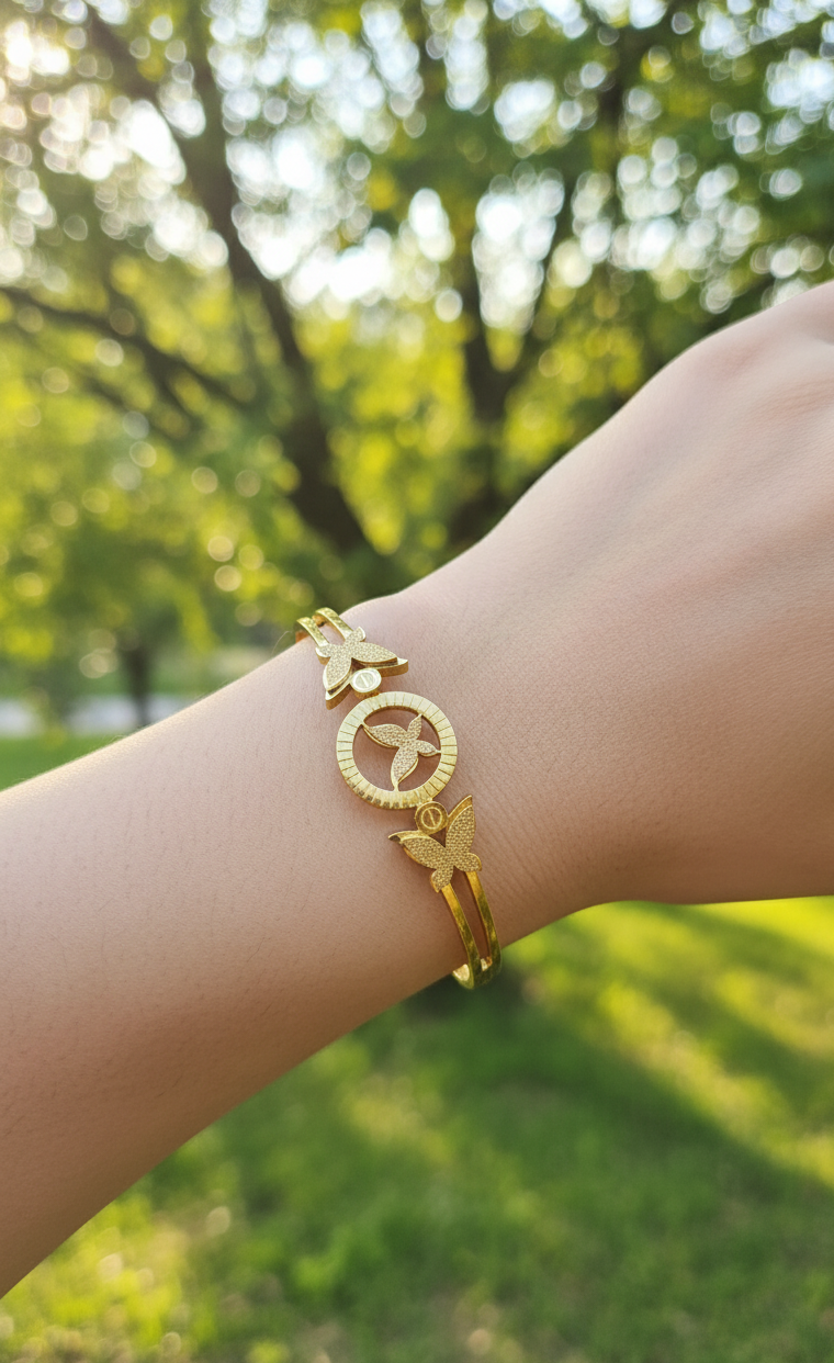 Antitarnish Golden Butterfly Bracelet 18K Gold Plated