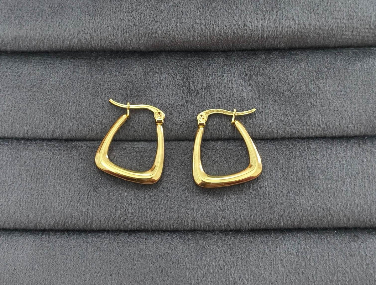 Antitarnish Golden Geometric Hoop Earrings 18K Gold Plated