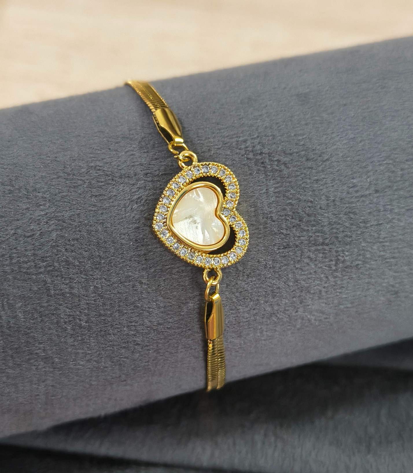 Antitarnish Hearty Snake Chain Bracelet 18K Gold Plated