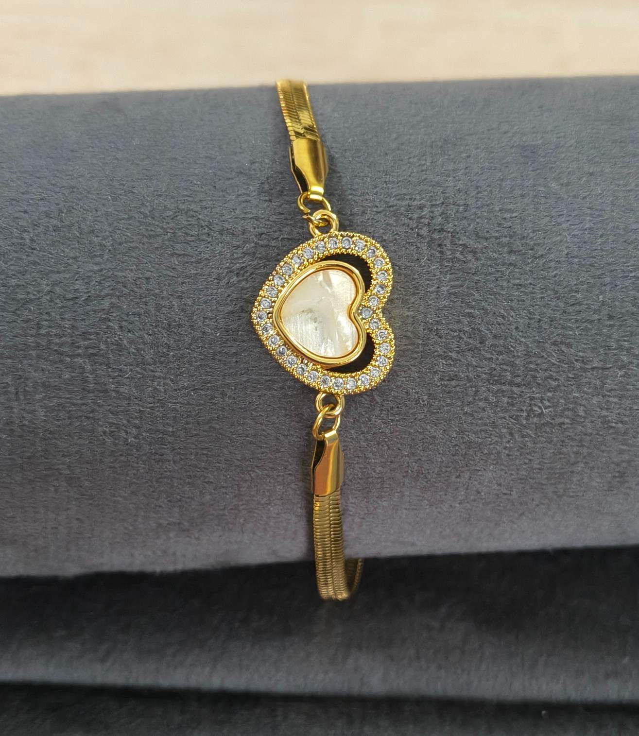 Antitarnish Hearty Snake Chain Bracelet 18K Gold Plated