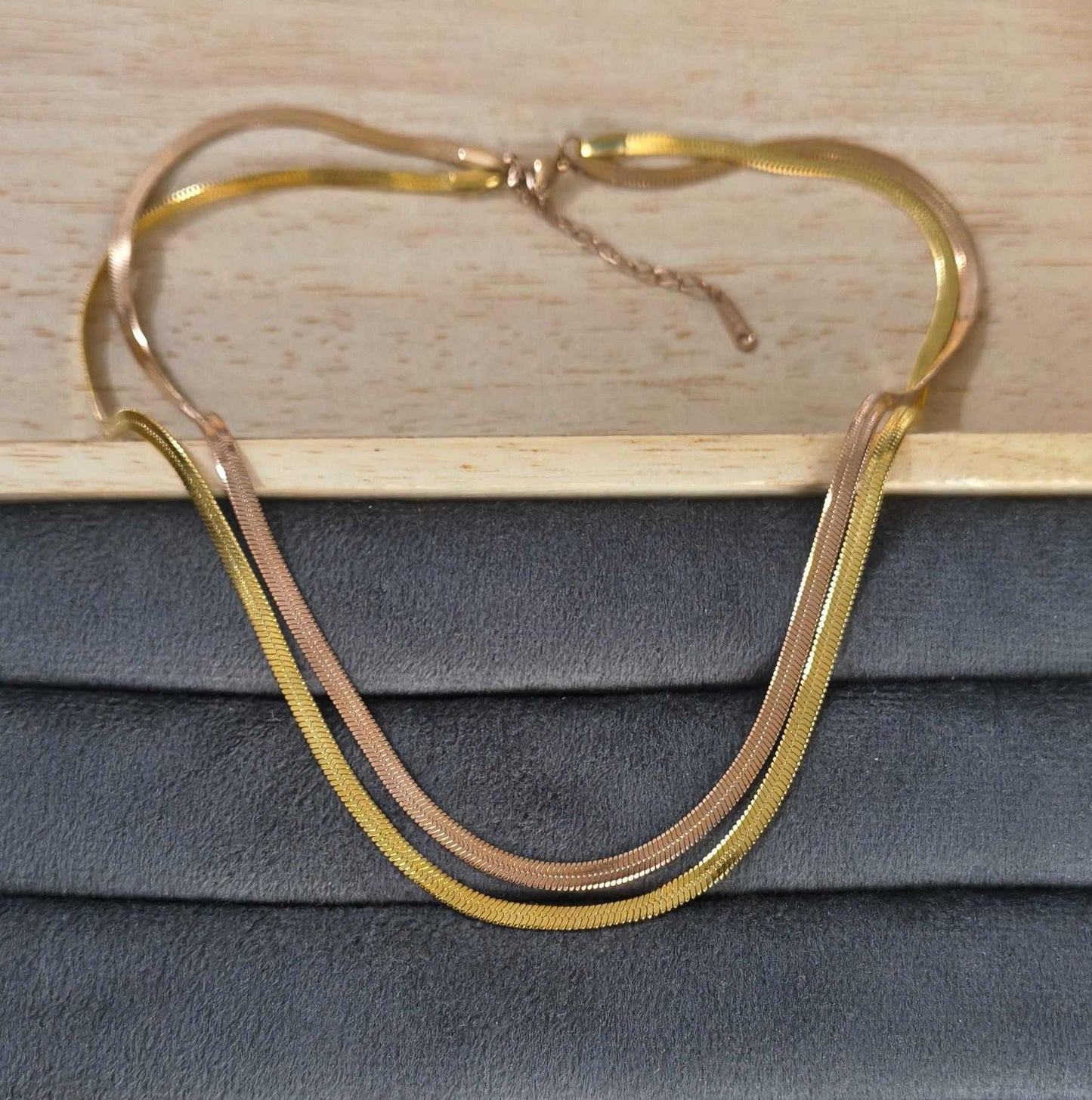 Antitarnish Layered Snake Chain Necklace 18K Gold Plated