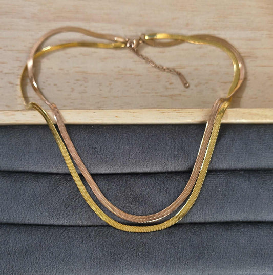 Antitarnish Layered Snake Chain Necklace 18K Gold Plated