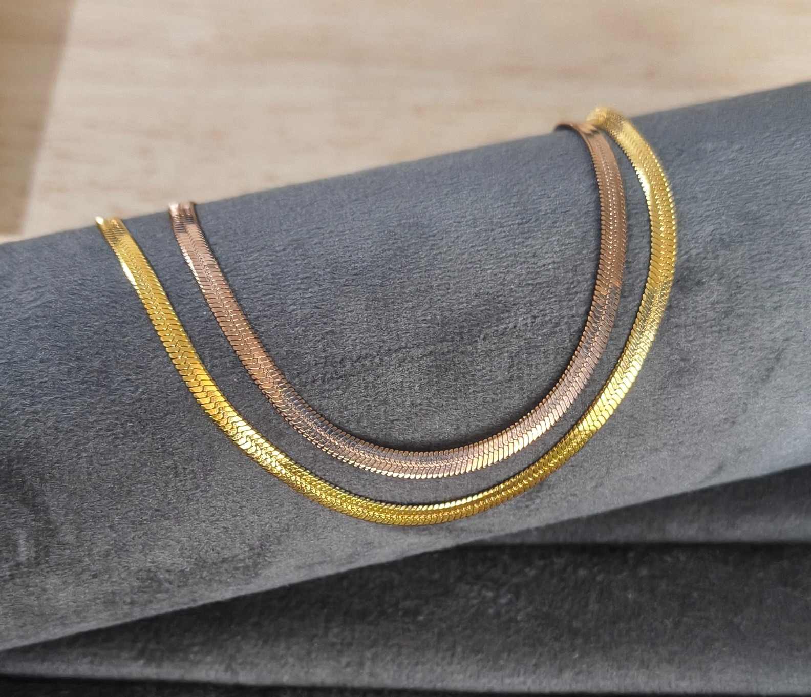 Antitarnish Layered Snake Chain Necklace 18K Gold Plated