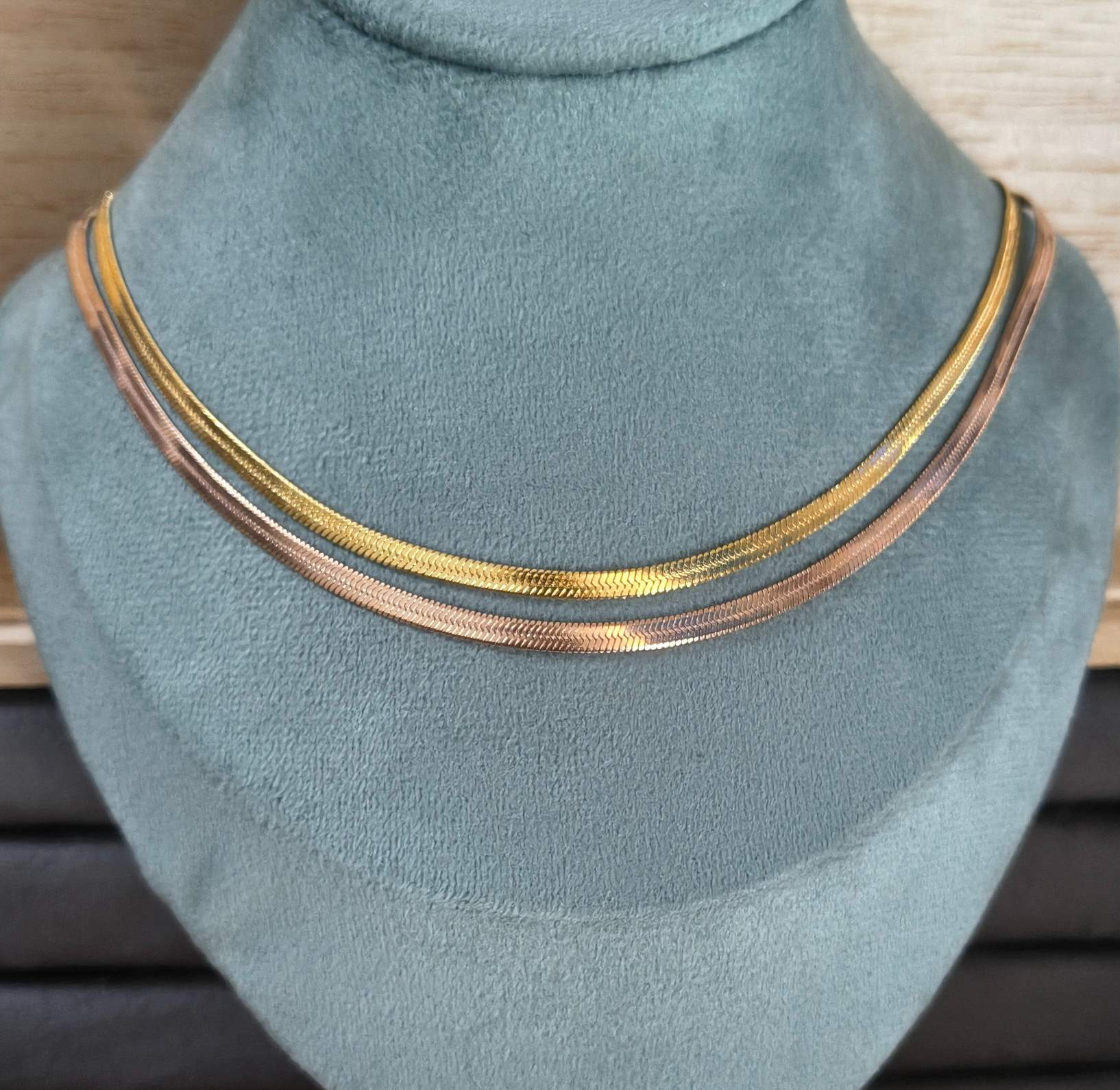 Antitarnish Layered Snake Chain Necklace 18K Gold Plated