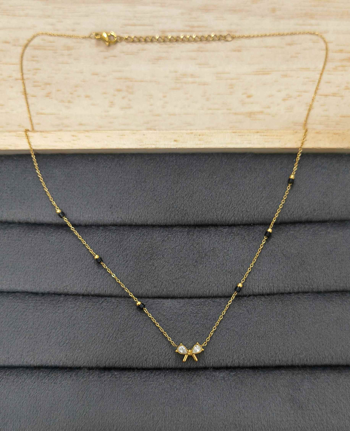Antitarnish Mangalsutra Dainty Bow Pendant 18K Gold Plated