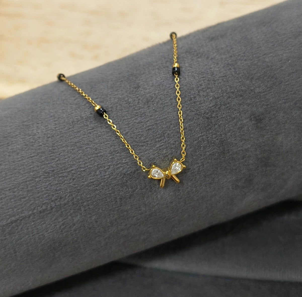 Antitarnish Mangalsutra Dainty Bow Pendant 18K Gold Plated