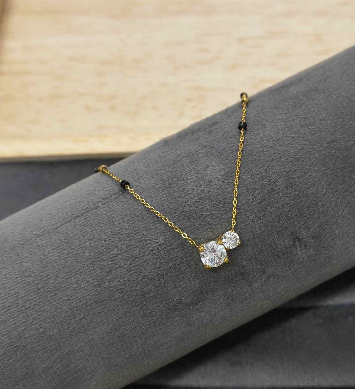 Antitarnish Mangalsutra Dual Round Pendant 18K Gold Plated