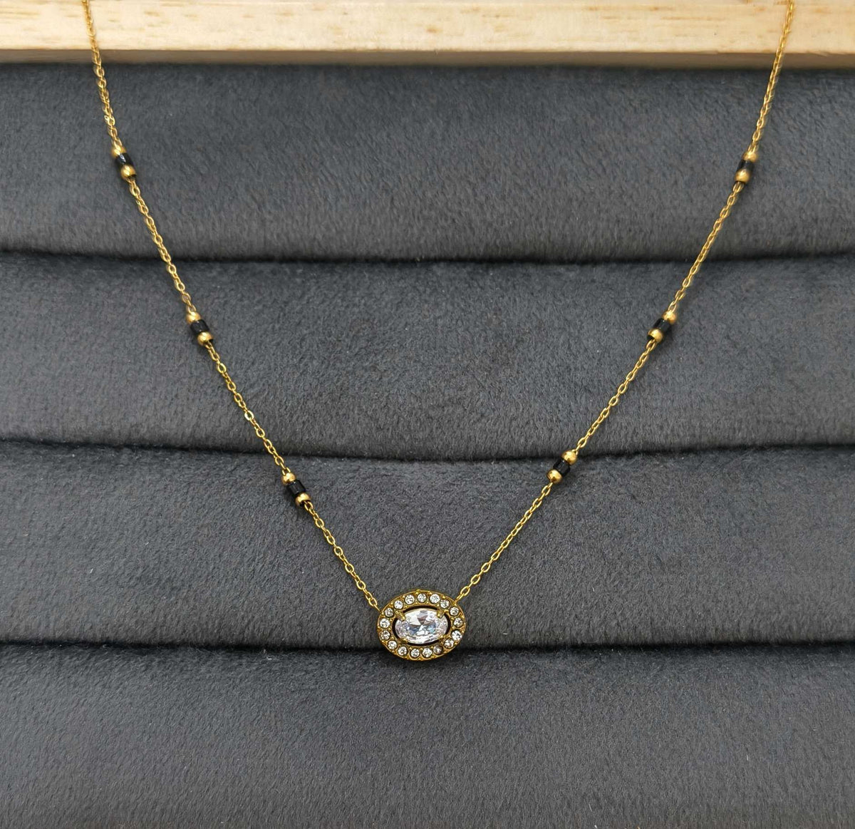 Antitarnish Mangalsutra Oval Pendant Style 18K Gold Plated