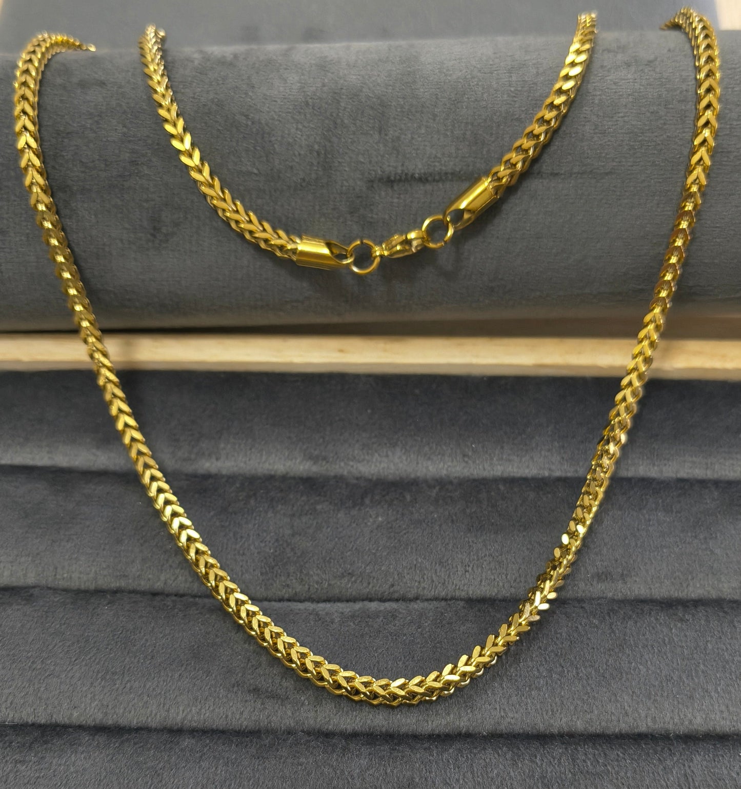 Antitarnish Men's Bold Square Box Chain 18K Gold Plated