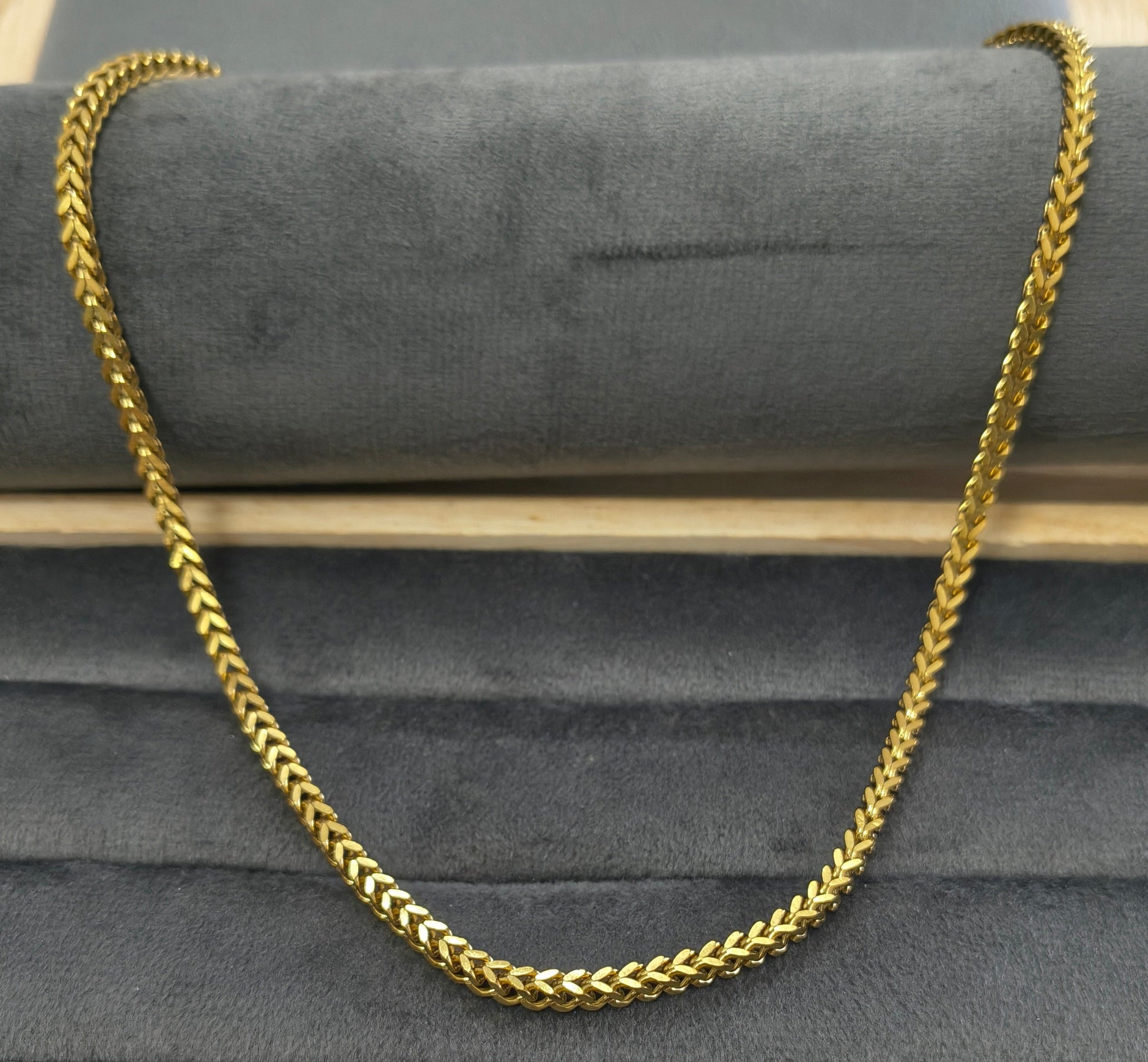 Antitarnish Men's Bold Square Box Chain 18K Gold Plated