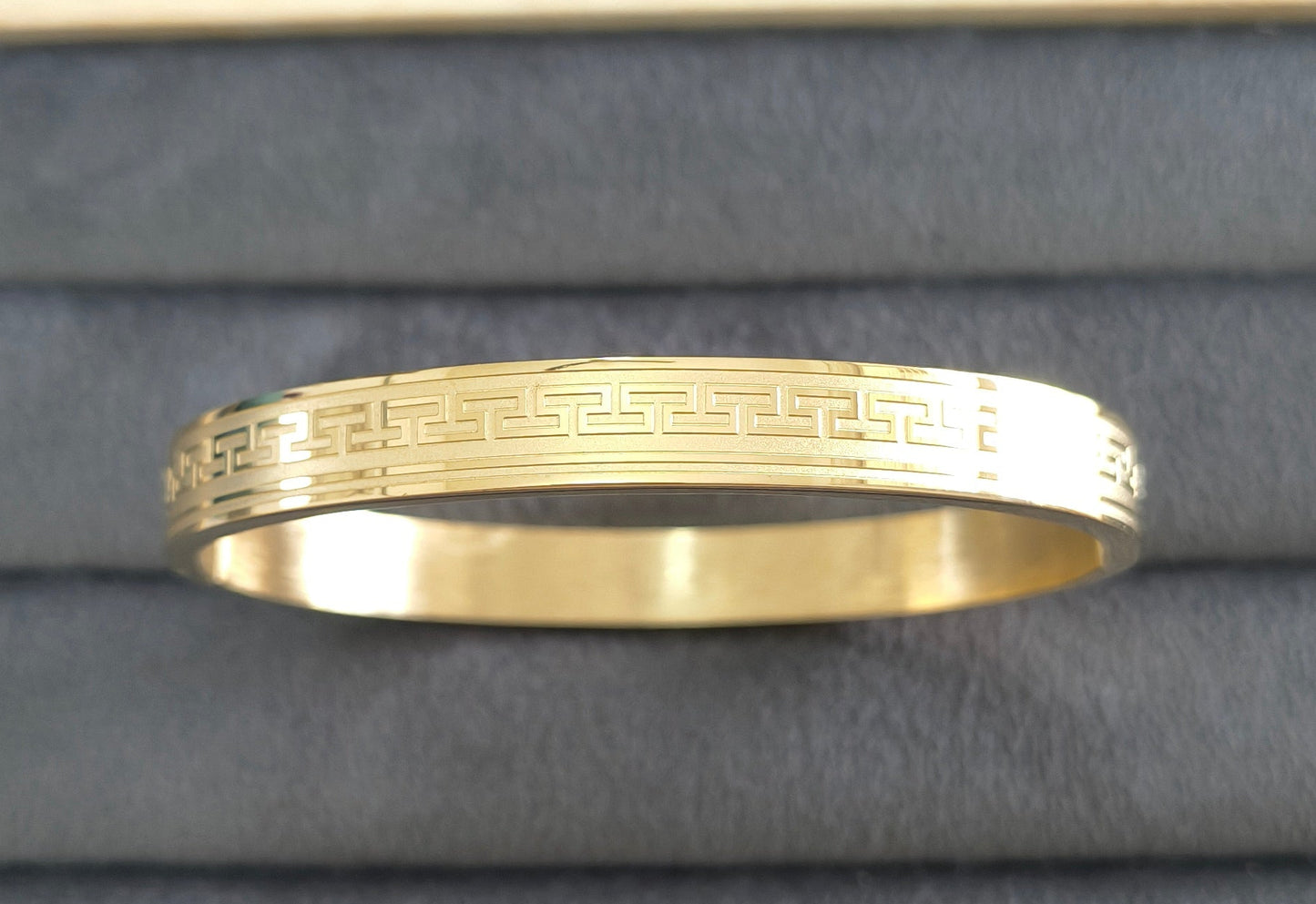 Antitarnish Men's Bracelet 18K Gold Plated Greek Art Pattern