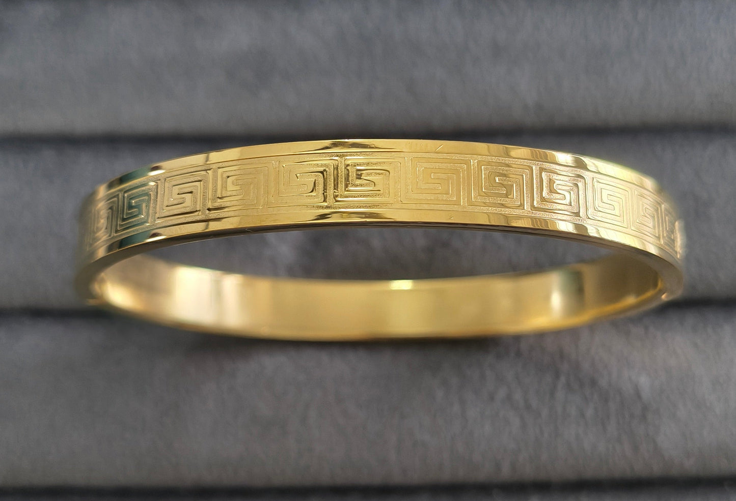 Antitarnish Men's Bracelet 18K Gold Plated Greek Key Pattern