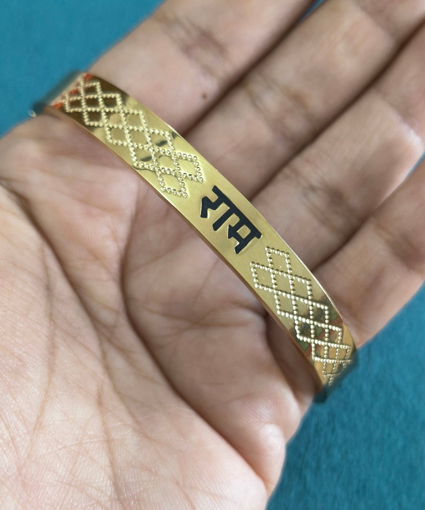 Antitarnish Men's Bracelet 18K Gold Plated Ram Divya Kada