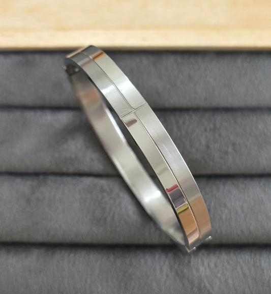 Antitarnish Men's Bracelet Silver Plated Layered Pattern