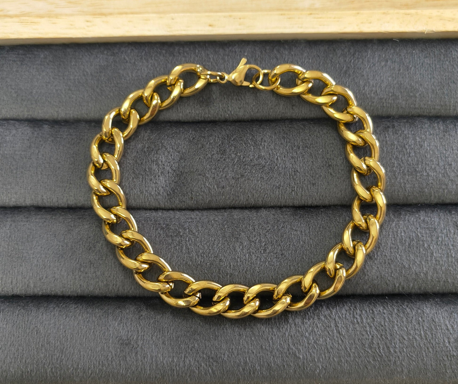 Antitarnish Men's Chain Link Bracelet 18K Gold Plated