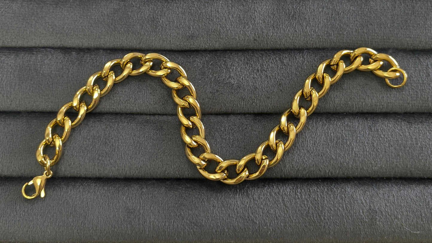 Antitarnish Men's Chain Link Bracelet 18K Gold Plated