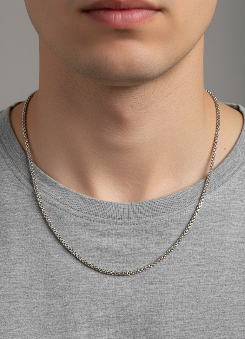 Antitarnish Men's Trendy Silver Chain 18K Gold Plated