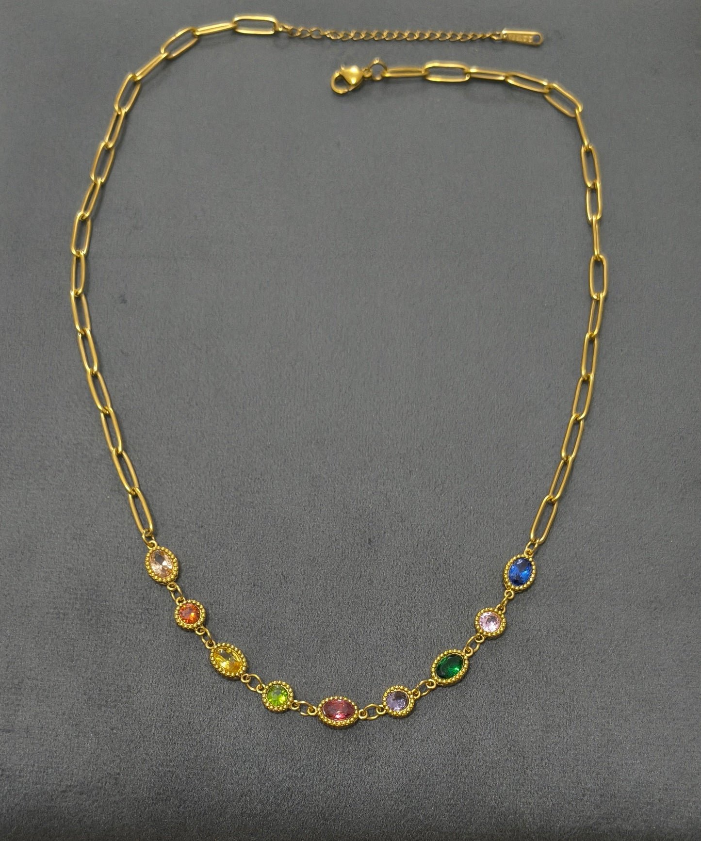 Antitarnish MultiCharm Paperclip Necklace 18K Gold Plated