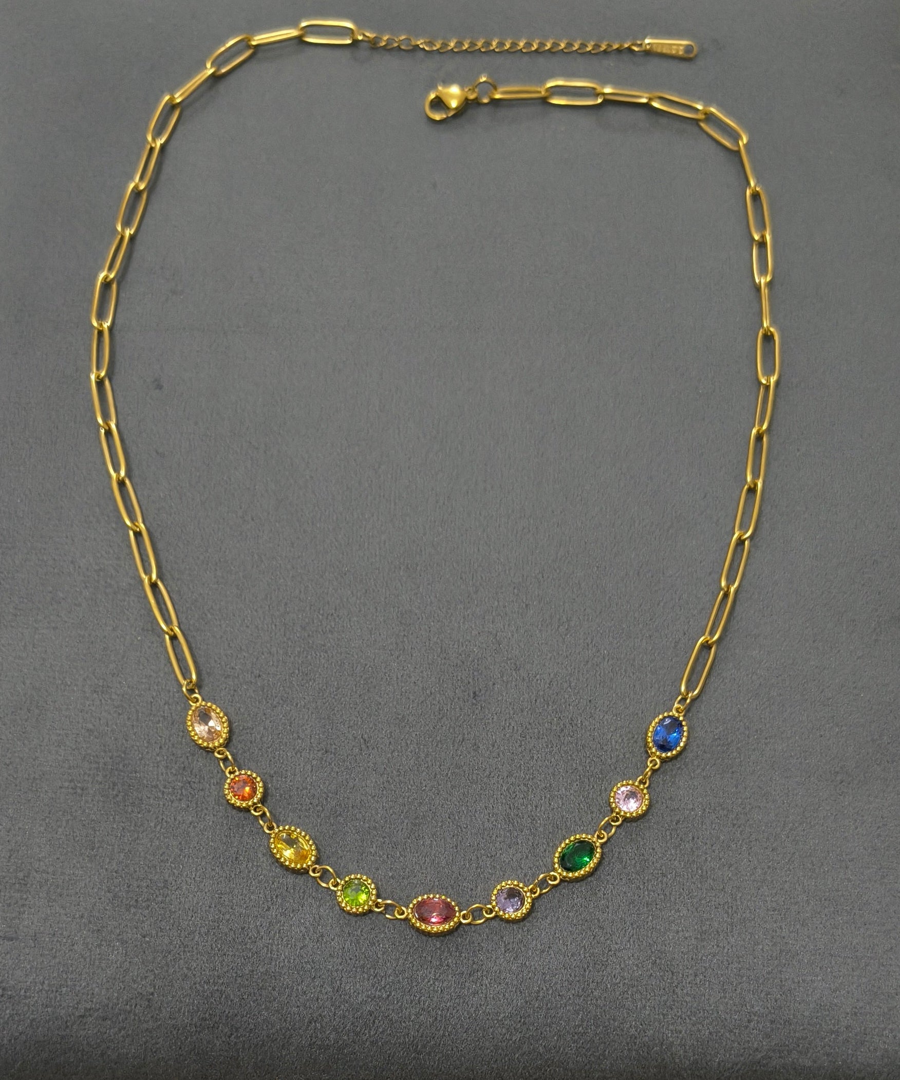 Antitarnish MultiCharm Paperclip Necklace 18K Gold Plated