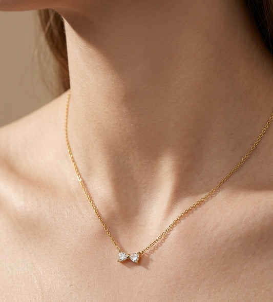 Antitarnish Necklace Dainty Bow Stones 18K Gold Plated