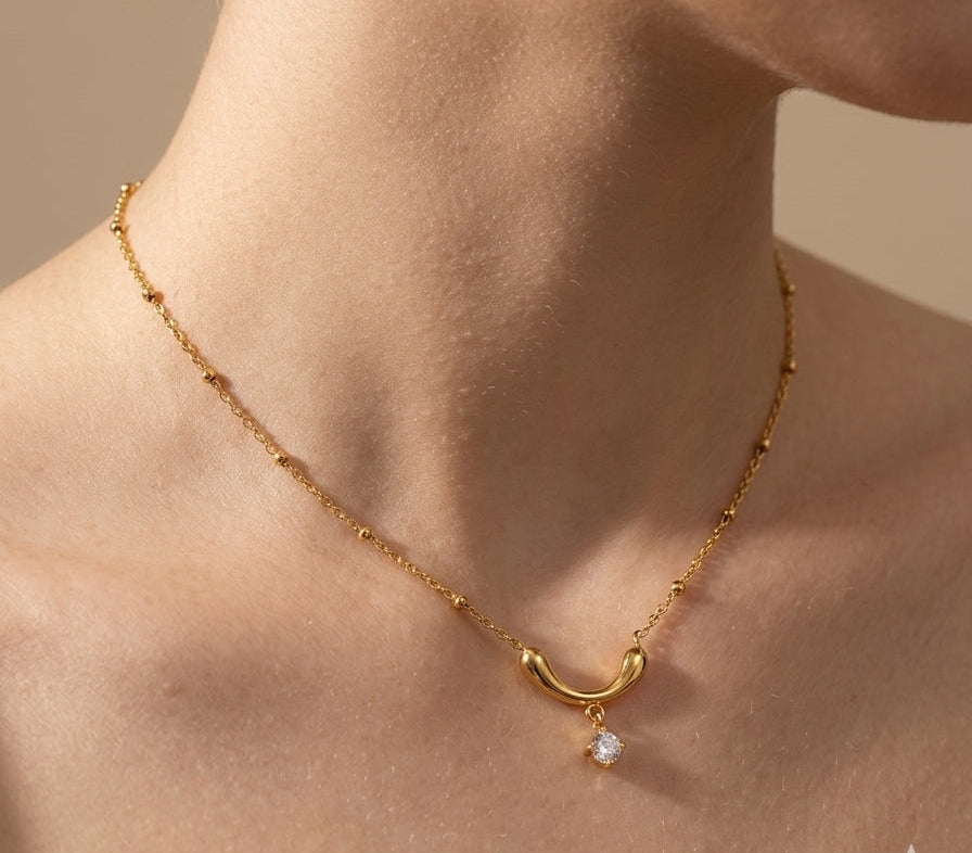 Antitarnish Necklace Delicate Chain Pendant 18K Gold Plated