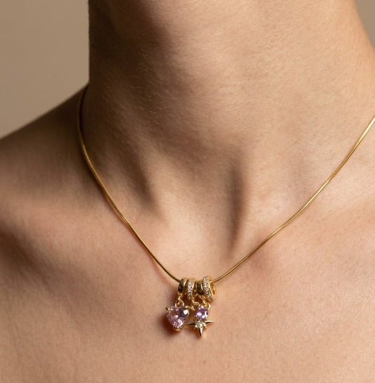 Antitarnish Necklace Romantic Charm Pendant 18K Gold Plated
