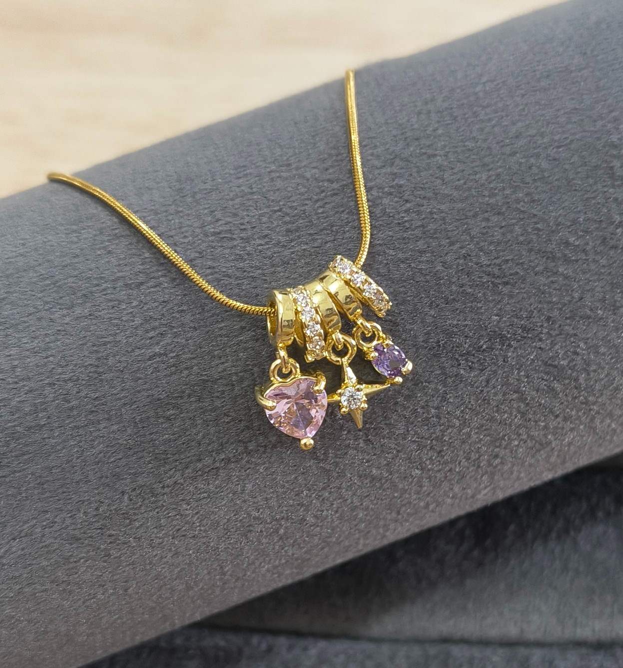 Antitarnish Necklace Romantic Charm Pendant 18K Gold Plated